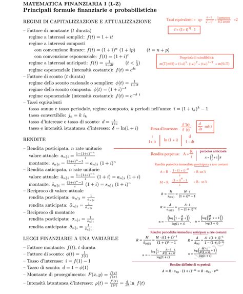 Formule Di Matematica Finanziaria Rendite Periodiche Immediate