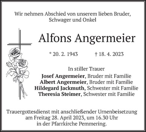 Traueranzeigen Von Alfons Angermeier Trauer Merkur De