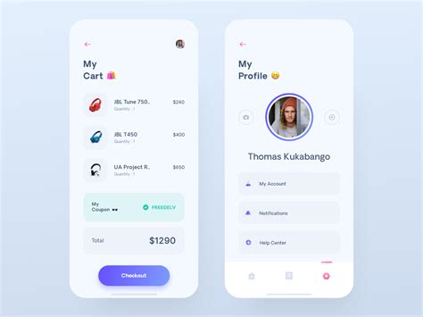 Cart Account Shopping App Mobile App Design Mobile App Design