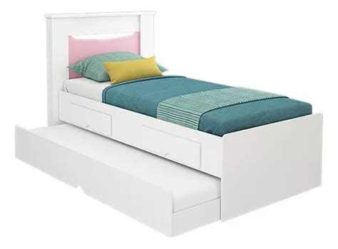 Cama nido doble Cimol Móveis Barbara 1 plaza color blanco rosa