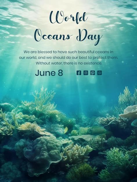 Premium PSD World Oceans Day Concept Underwater Deep Sea Scenery With