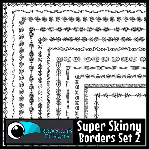 Super Skinny Borders Clip Art Set Border Frames Clip Art Super