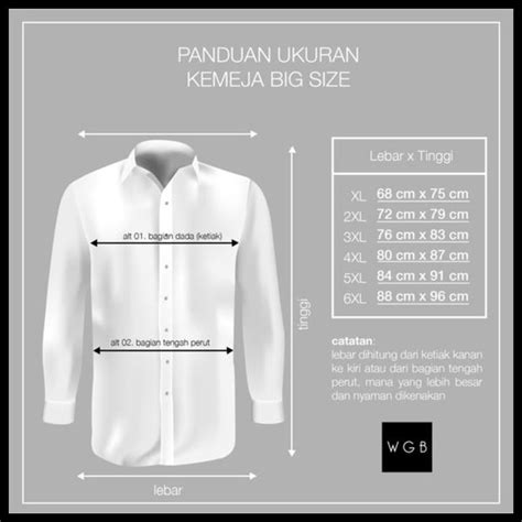 Ukuran Baju Kemeja Lelaki Tabel Ukuran Standard Kemeja Pria Pdf