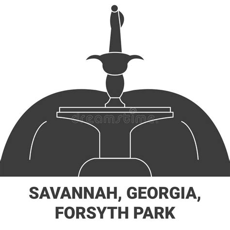 United States Savannah Georgia Forsyth Park Travel Landmark Vector