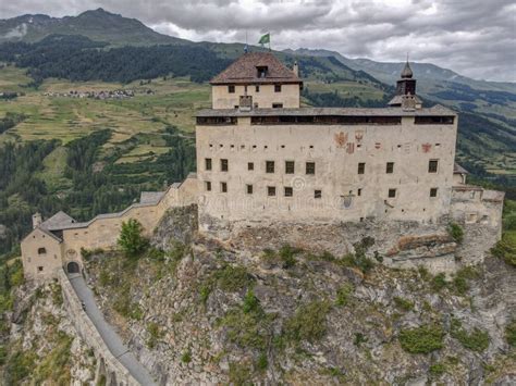 Drone View at Tarasp Castle in the Swiss Alps Stock Photo - Image of ...