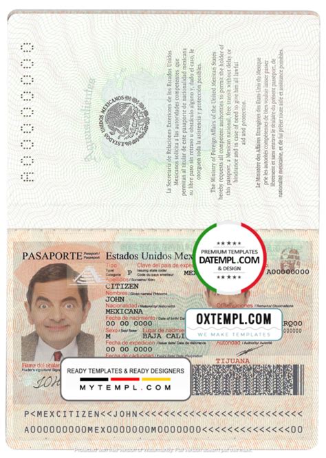 Mexico Passport Template In PSD Format Fully Editable