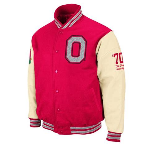 Wool and Leather Full-Snap 70 Ohio State Buckeyes Varsity Jacket
