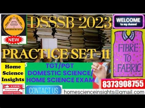 DSSSB 2023 TGT PGT DOMESTIC SCIENCE HOME SCIENCE PRACTICE SET 11 FABRIC