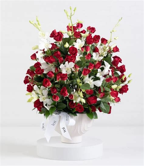 The Classic Red Baby Rose Arrangement And Brand Mix By Hanovarian Bundle