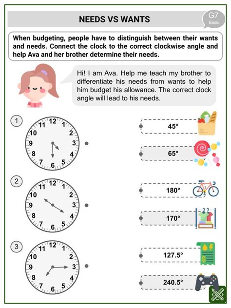 Clock Angle Formula Budgeting Math Worksheets | Age 11-12