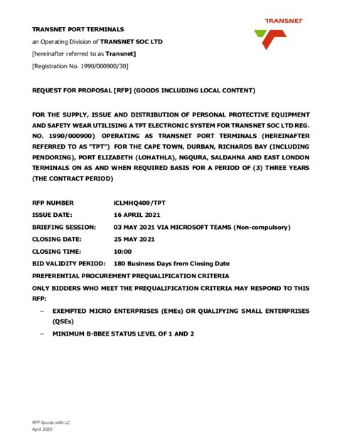 Fillable Online Transnet Port Terminals Fax Email Print PdfFiller