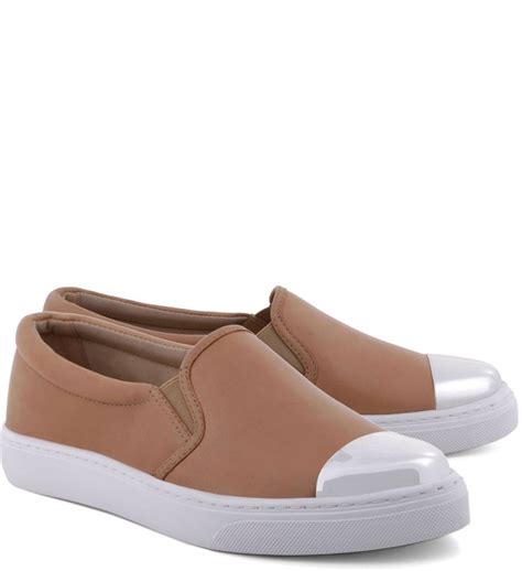 Slip On Statement Couro Nude Rose Arezzo