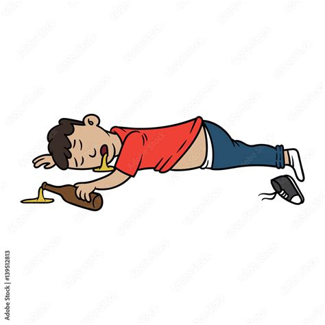 Cartoon Passed Out Drunk Man Vector Illustration Stock Vector Adobe Stock