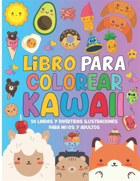 Buy Libro para colorear kawaii 50 lindos dibujos y divertidas japonés