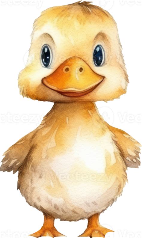 Cute Baby Duck Watercolor Ai Generated Png