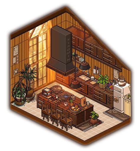 Rustic Detailed Habbo Kitchen Pixel Art Landscape Pixel Art Pixel