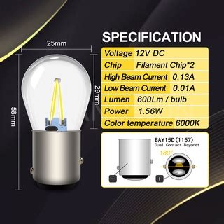 Ruiandsion Pcs Car Lights P W Ba S Bay D Led Filament