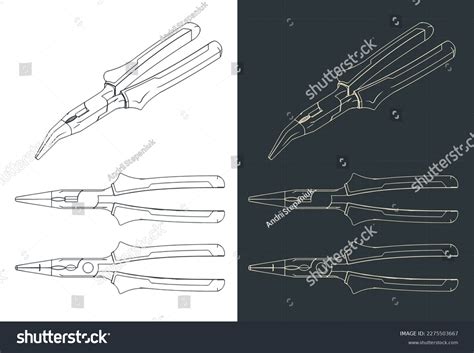 Stylized Vector Illustration Blueprints Bent Long Stock Vector Royalty