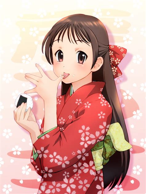 Safebooru Bow Brown Eyes Brown Hair Cherry Blossoms Copyright Request