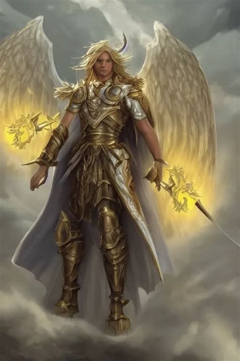 Male Solar Winged Angel Warrior From Dnd Descending Stable Diffusion