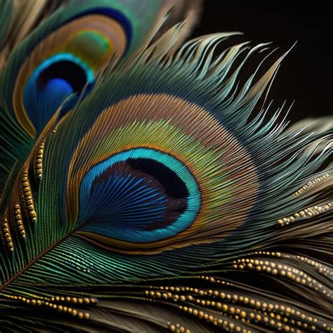 Premium AI Image Green And Blue Peacock Feather AI Generated