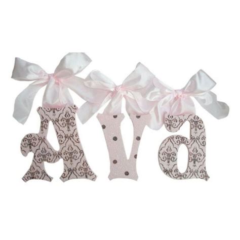 Pink Brown Damask Dots Glitter Sparkle Wall Letters Acl