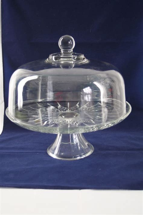 55 Total 115 Heavy Glass Dome Covered Pedestal Pastry Cake Plate