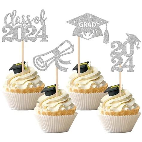 Pcs Graduation Cupcake Toppers Glitter Class Of Diploma