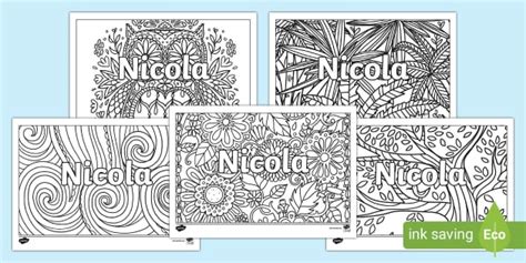 Free Nicola Mindfulness Name Colouring Activity Twinkl