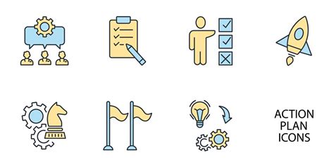 Action Plan Icons Set Action Plan With Pack Symbol Vector Elements