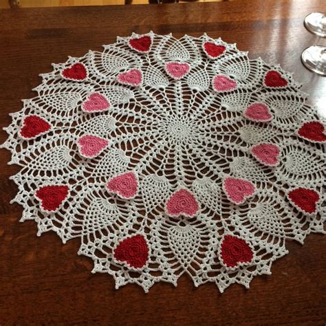 Crochet Doily Ring Of Hearts Doily Valentines Day Etsy