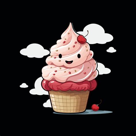 Una ilustración de vector de helado de dibujos animados lindo Vector