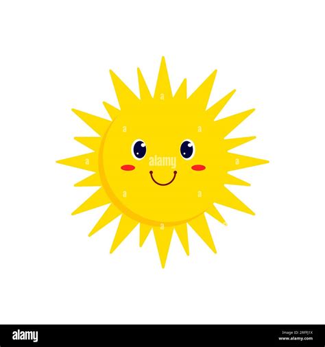 Smiling sun cartoon character, vacation emoji. Vector sunny day ...