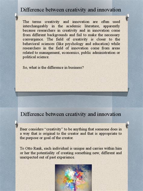 6 Difference Between Creativity And Innovation Pdf Creativity