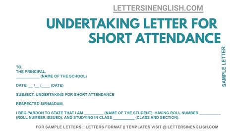 Undertaking Letter For Shortage Of Attendance Sample Undertaking