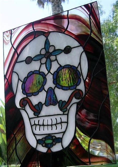 Stained Glass Day Of The Dead Sugar Skull By Chaostheoryglasswork 250 00 Stained Glass