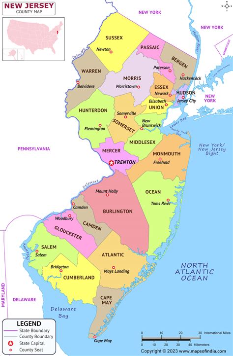 New Jersey Map Map Of New Jersey Nj State With County