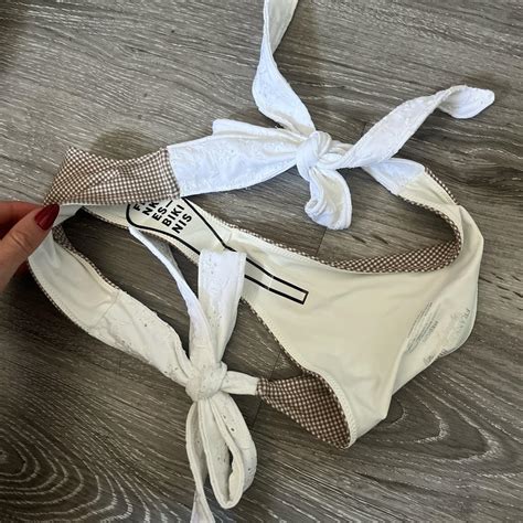 Frankies Bikinis Plaid And Eyelet Bikini Bottom Depop