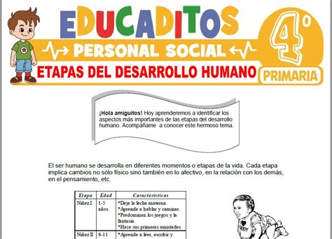 Etapas Del Desarrollo Humano Para Cuarto De Primaria