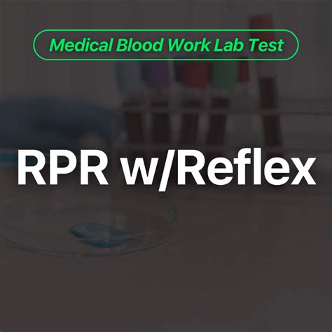 Rpr W Reflex Blood Work Test Wittmer Rejuvenation Clinic