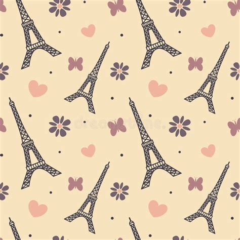 Torre Eiffel Y Mariposa En Un Fondo Rosado Ilustración del Vector