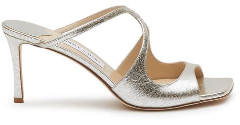 Jimmy Choo Anise Glitter Leather Sandals In Metallic Lyst