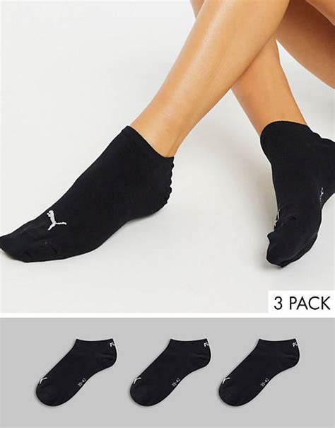 Puma 3 pack no show trainer socks in black | ASOS