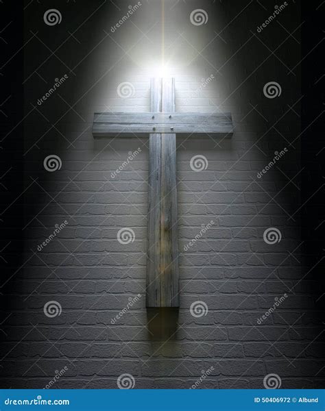 Crucifix On A Wall Under Spotlight Stock Photo Image Of Passion