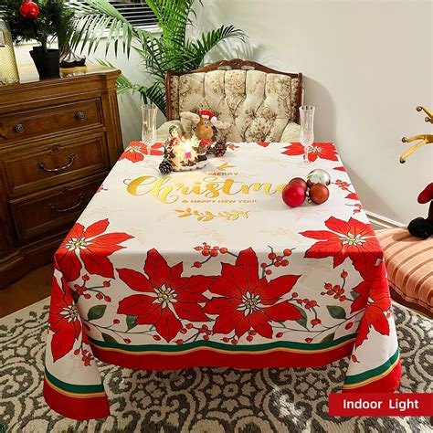 Christmas Table Cloth Square 60x60 Inch Water Resistant Holiday