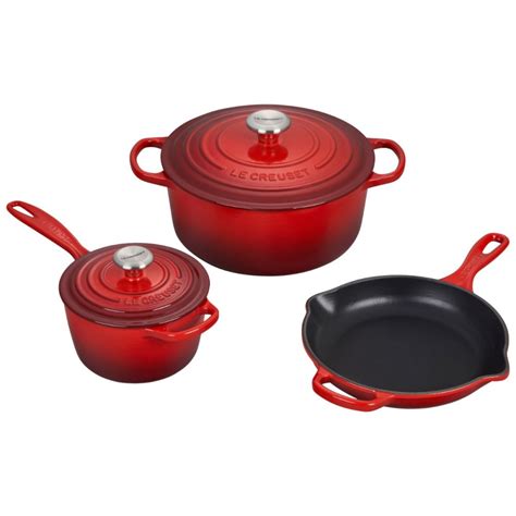 Le Creuset Pc Cast Iron Cookware Set Cerise Red Everythingkitchens