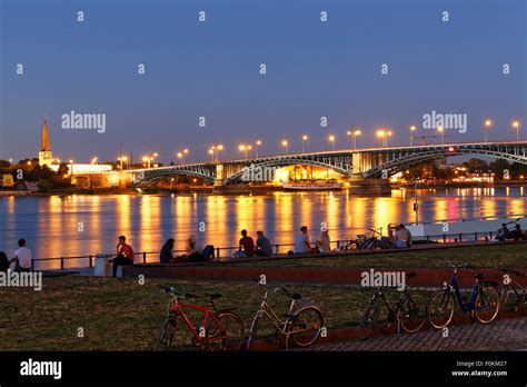 Germany Mainz View To Theodor Heuss Bridge And Mainz Kastel With