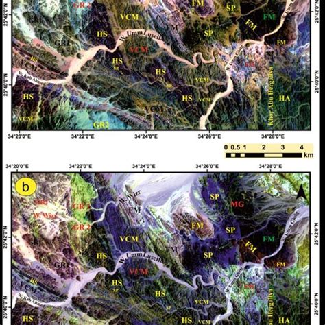 False Color Composites Fcc A In Rgb B In Rgb Of Landsat