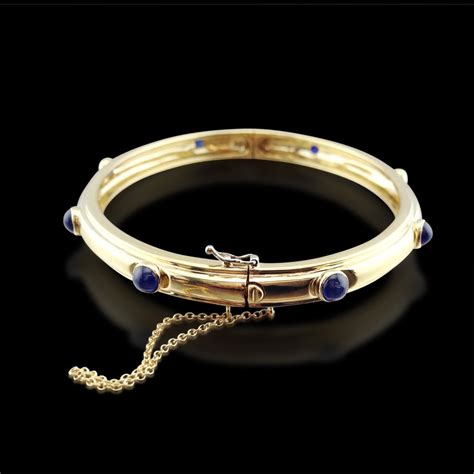 Tiffany And Co Blue Sapphire Gold Bangle Bracelet Tiffany Bracelet