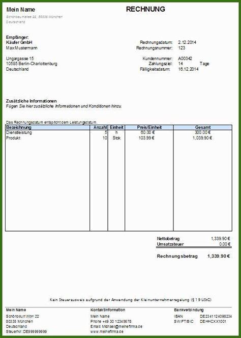 Rechnung Erstellen Excel Vorlage Financial Report